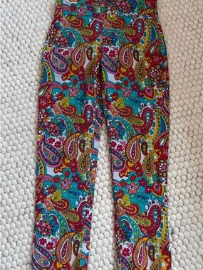 Attyre 4 Petite Vibrant Paisley Print Ankle Pants Easy Care Flat Front
